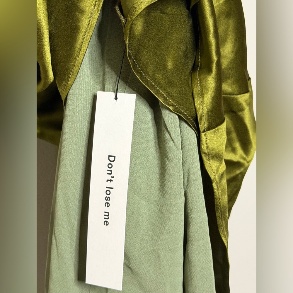 Reformation Jillian Silk Dress in Pear Satin Halter Maxi Evening Gown 6 - Picture 9 of 10